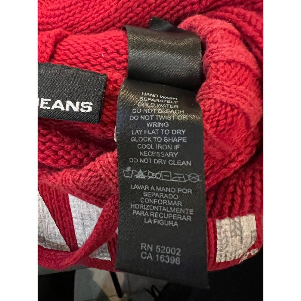 DKNY jeans red pullover hoodie Small long sleeve pouch pocket - Picture 8 of 10
